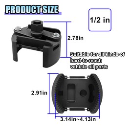 Adjustable Oil Filter Wrench Removal Tool, 80-105mm (3.15-4.13 inch) Heavy Duty Oil Filter Tool with 2 Serrated Jaws, 1/2" Drive Cap Style Oil Filter Socket Wrench, Oil Filter Remover Tool (80-105 mm)