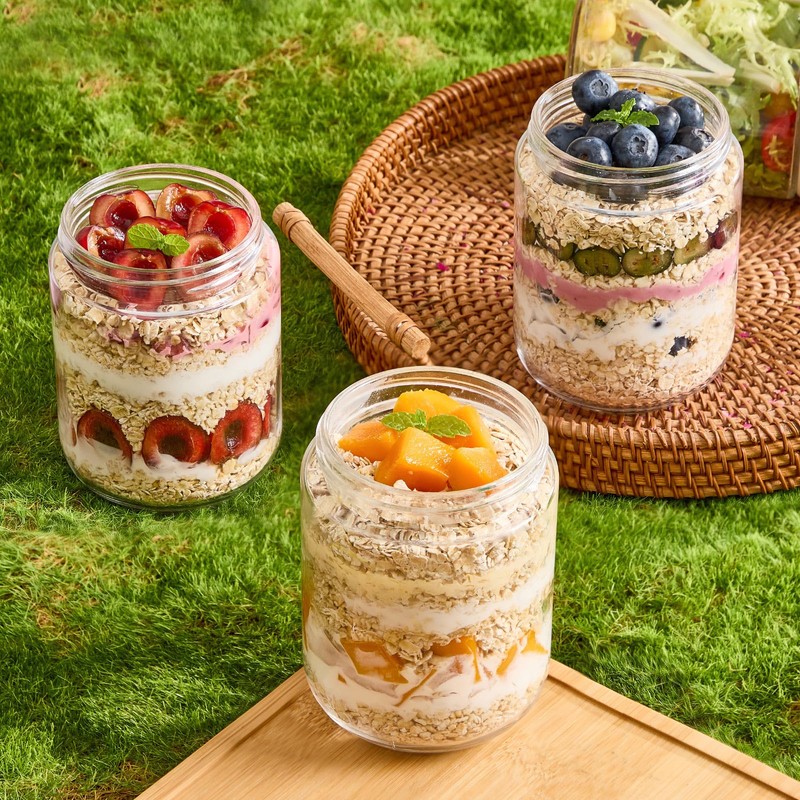 Spreccio 6-Pack 16oz Glass Jars with Airtight Lids,Overnight Oats Containers