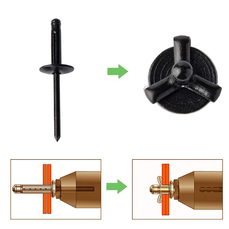 ISPINNER 50pcs 3/16" x 1" Large Head Tri-Fold Exploding Aluminum