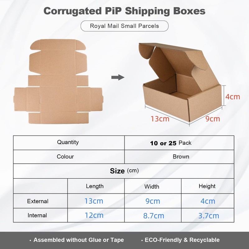 STRBOXONG Brown Cardboard Shipping Boxes (Pack of 10), 130x90x40mm, Eco-friendly,
