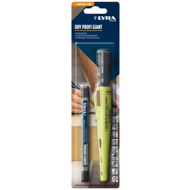 LYRA L4478001 Dry Professional Giant Construction Marker with Sharpener Paper and Clip + 4 Universal Graphite Leads for All Surfaces in Blister Pack