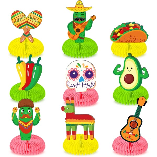 Does not apply 9Pcs Mexican Fiesta Honeycomb Centerpieces, Taco Twosday
