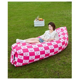 Inflatable Lounger | Perfect as Beach Chair Camping Chairs Lounge Chair & Includes Travel Bag & Pockets | Easy to Use Camping Accessories - Color: red