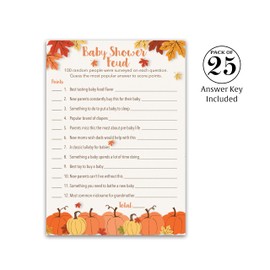 Roseum Collections LITTLE PUMPKIN Theme Party Baby Shower FEUD — Pack of 25 — Orange Pumpkins Fun Family Feud Shower Activity, Gender Neutral Baby Shower G330-BSF