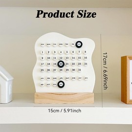 NYGHMY 1 Pcs Retro Wooden Perpetual Desk Calendar for Office & Home Decor - Reusable Month Date Display - Aesthetic & Unique Desk Accessories Gifts (White)