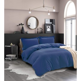 Elegant Comfort Luxury 3-Piece Duvet Cover Set - 1500 Premium Hotel Quality Microfiber Hotel Collection - Comforter Cover with Button Closure and Shams, King/California King, Navy Blue