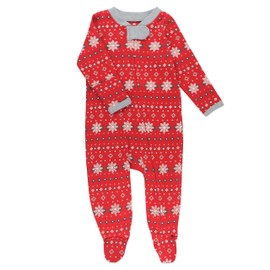 HonestBaby Sleep and Play Footed Holiday Pajamas One-Piece Sleeper Zip-front Organic Cotton PJs Baby Boys, Girls, Unisex, Fair Isle Holiday, 0-3 Months