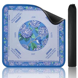 TIASUSAN Alfombra Azul de Aprendizaje de Mahjong (83.8 cm x 83.8 cm) con Bolsa de Transporte Negra, Alfombrilla Antideslizante y Reductora de Ruido para Mesa, Juegos de Mesa, Juegos de Azulejos y