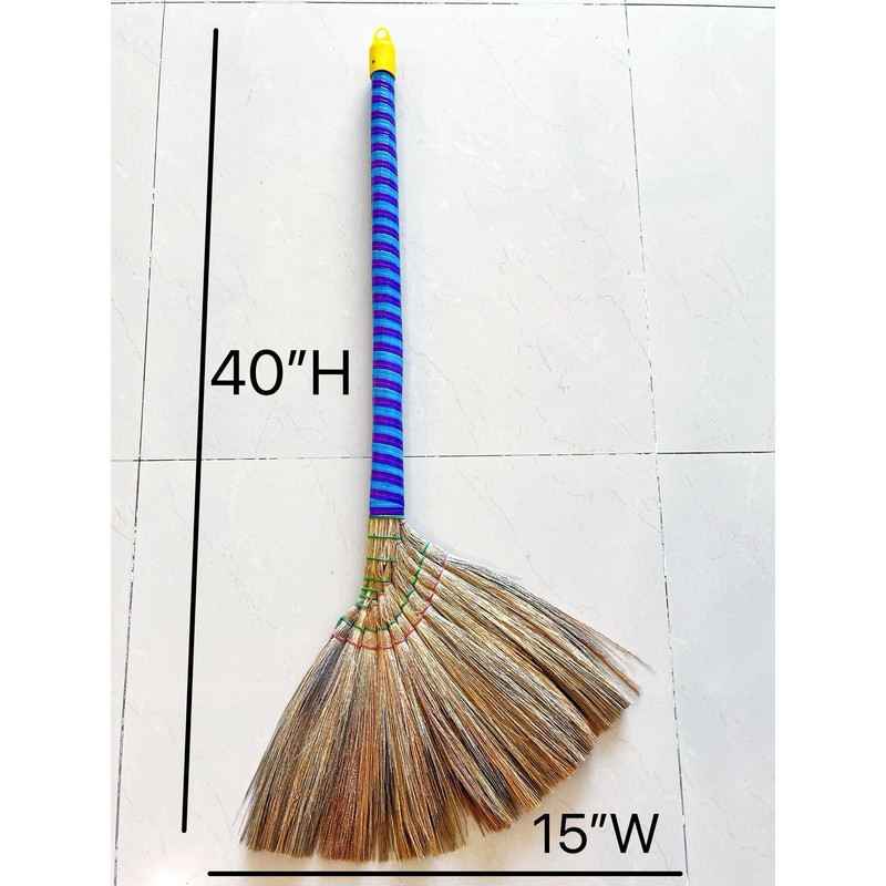 (2 Packs) Vietnamese Straw Brooms - 40" Indoor Brooms with