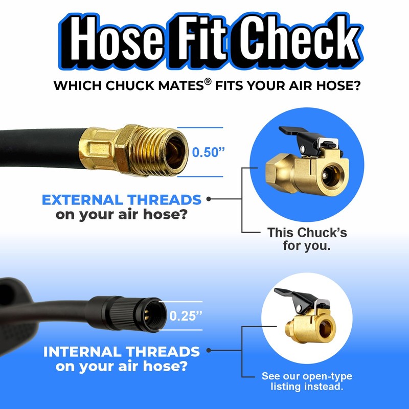 Chuck Mates Premium 1/4" NPT Quick-Connect Tire Inflator Chuck with