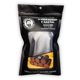 Bearded Butchers 2.5" x 20" Mahogany Fibrous Summer Sausage Casings, 10-Pack – Make Your Own Summer Sausage – Holds 25-30 lbs of Meat, Inedible Casings with Twist Ties – Easy to Use for Home Sausage Makers