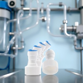 7 Pcs White Straight for NPT Thread Adapter 3/4" FNPT to 1/4" Tube Quick Straight OD Push Connector Water Tube Pipe Fitting Kit,Push-to-Connect Tube Fittings, for RO Water Systems Purifiers Filters