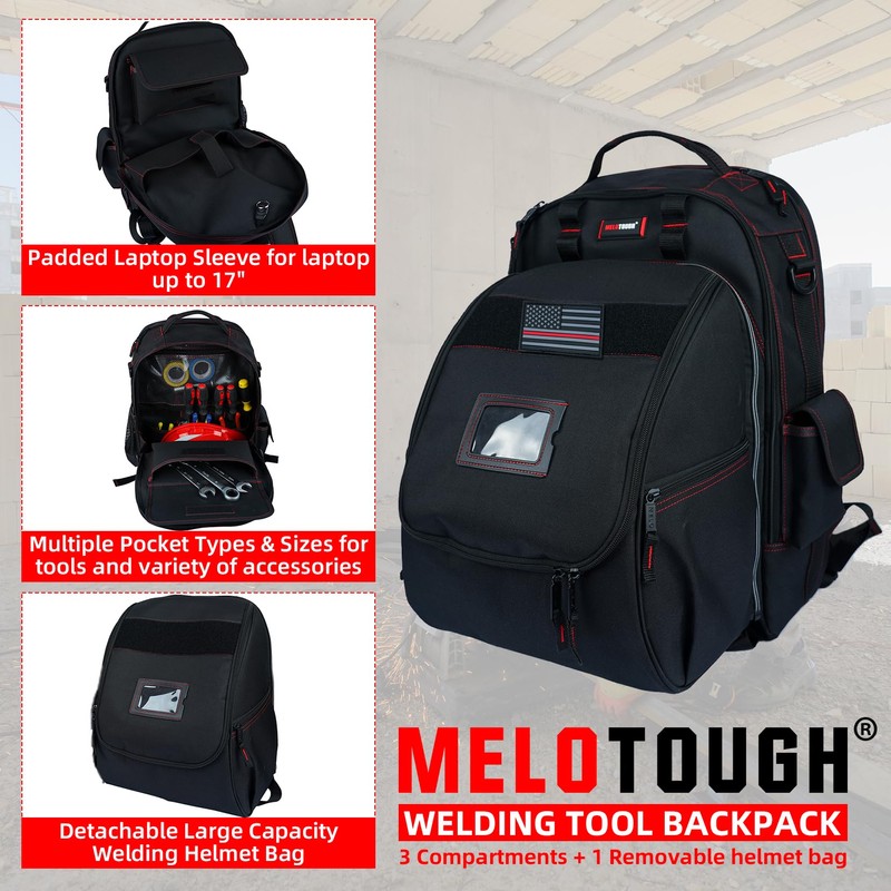 MELOTOUGH Welding Tool backpack for Tools and Helmet Extreme Gear