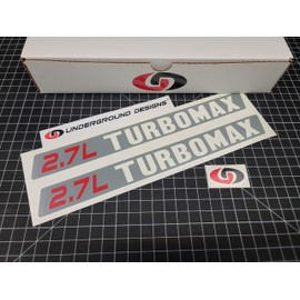 2.7L TURBOMAX Decals (2pk) Engine Hood Fender Accent Stickers Fits Turbocharged 2024-25 Chevy Silverado Colorado (Gloss Gray & Red '2.7L')