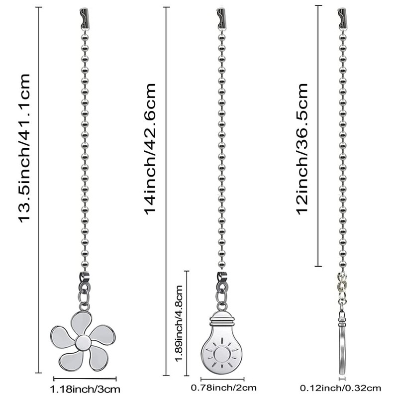 Akahttbn Ceiling Fan Pull Chain Extension, 12 Inches Decorative Fan