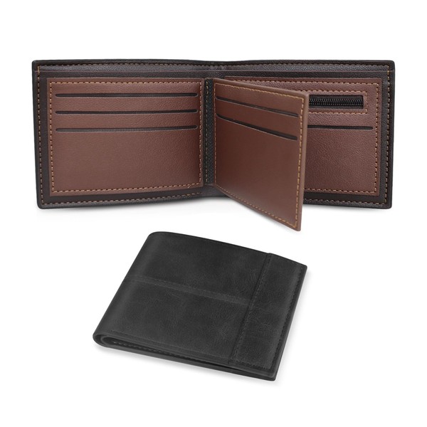 MultiValue Slim Bifold Wallets for Men, Soft PU Leather Front