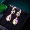 EVER FAITH Rhinestone Crystal Boho Style Floral Leaf Teardrop Pierced
