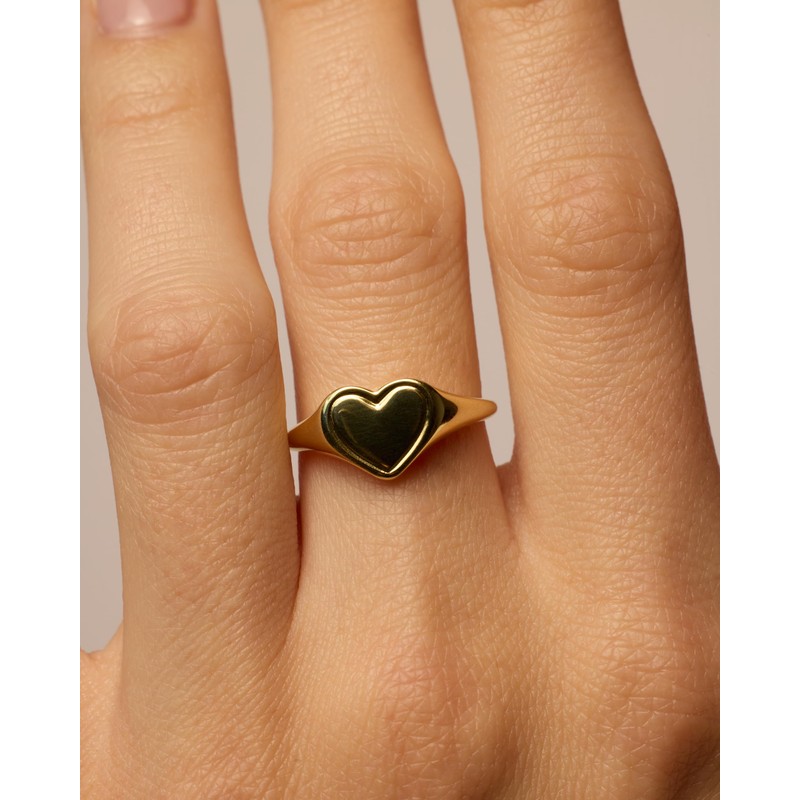 PAVOI 14K Gold Plated Heart Stackable Rings for Women |