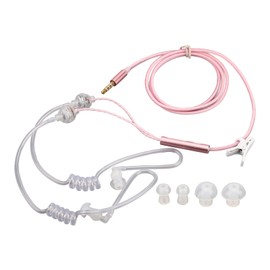 Zunate LC049 Binaural In-Ear Air Channel Headphones 3.5 mm Audio Anti-Radiation Headset Air Tube Earphones Radiation-Free Noise Reduction Headphones for Laptop Tablet (Pink)