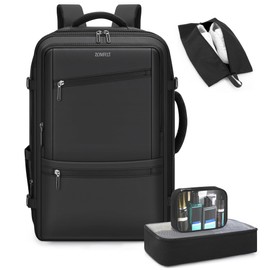 ZOMFELT Travel Backpack for Men, 35L-40L Expandable Carry On Luggage with 3 Packing Cubes, Anti Theft 18×14×8 Inch Personal Item Bag, 17.3” Waterproof Laptop Backpacks Work Bag, for Business Hiking