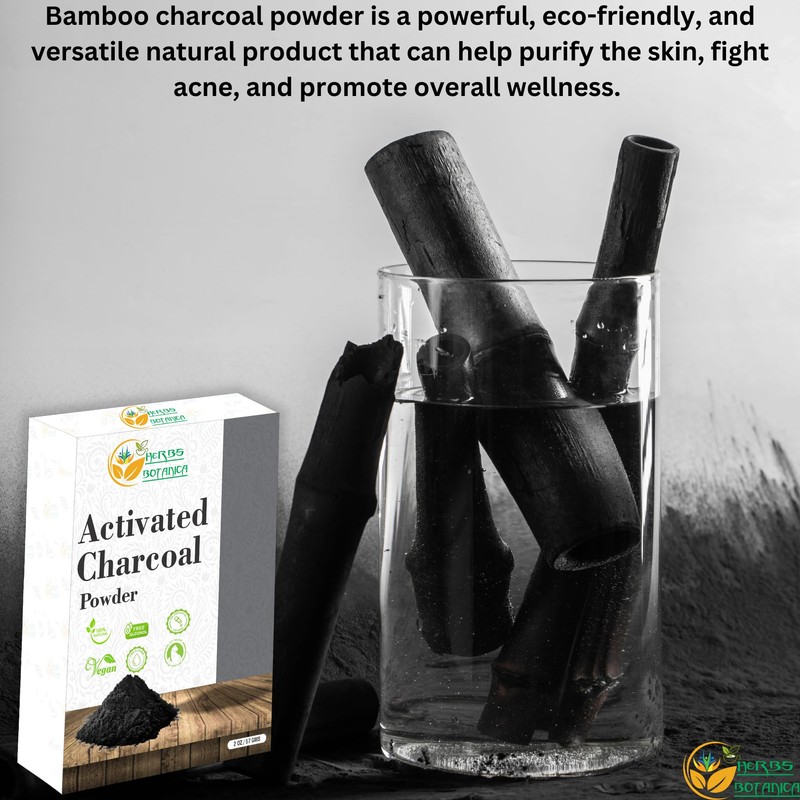 Herbs Botanica Activated Charcoal Powder - Food Grade Bamboo Charcoal