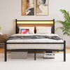 Crocofair Full Size Bed Frame with Upholstered Headboard and Charging