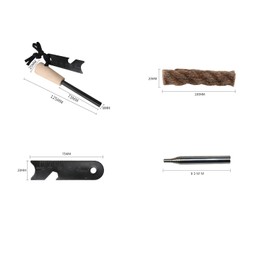 ZEARE Fire Bellow and Waterproof Survival Fire Starter with Pouch and Jute Fire Starting Rope, Adjustable Lanyard Multi-Tool Striker (Black)