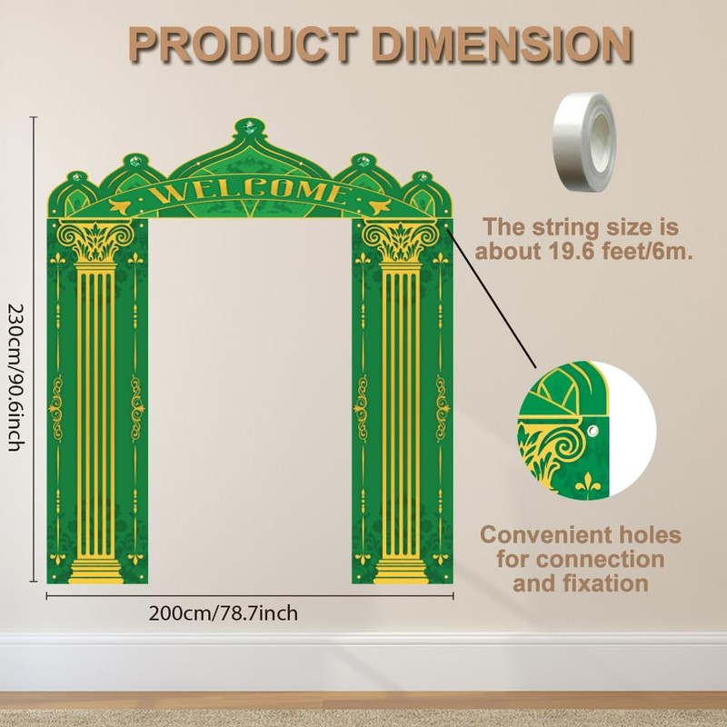 WADORN Green Castle Welcome Door Porch Banner 6.5x8.5Ft