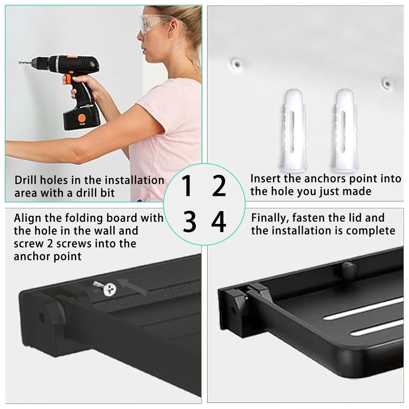 NONGKANG 2pcs RV Aluminum Folding Shelf Wall-Mounted 2-Pack | 90°
