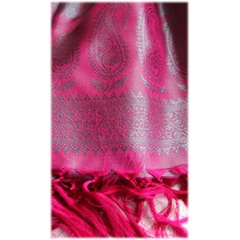 Maharanis Handwoven Jacquard Silk Scarf 100% Silk Purple/Silver, purple