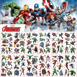 Tattoo Kinder,Avengers Tattoo 12 Blätter,Hautfreundliche Leuchttattoos Jungen Mädchen Wasserdicht Kindertattoos Sticker Superheld Temporäre Tattoos,Mitgebsel Kindergeburtstag Gastgeschenke Party Deko
