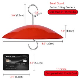 HOLAHOMA Bafle de ardilla para comedero de pájaros, 20 cm, pequeño protector contra el clima, cúpula protectora para colgar, diámetro rojo, 20 cm