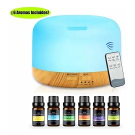 Difusor De Aromaterapia Humidificador C/ 6 Aceite Esenciales