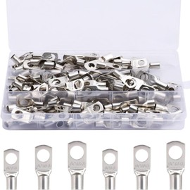 Pack of 150 Cable Lugs Terminal Plugs Tin-Plated Copper Crimping Terminals Ring Connector for Electric, Car