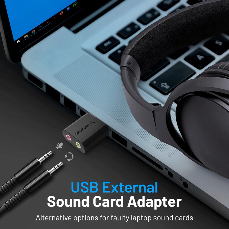SABRENT USB External Stereo Sound Adapter for Windows and Mac.