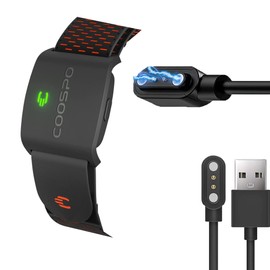 Compatible for COOSPO HW9 Charger, Blueshaweu 2 Pin Magnetic USB Replacement Charging Compatible with COOSPO HW9 Heart Rate Monitor Armband/MOOFIT HW401 Heart Rate Monitor Armband (Black)