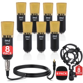 Pyle Cardioid Condenser Microphone Kit - 8-Pack Pro Audio Large Diaphragm Universal Mic with Shock Mount & XLR Cable, Ideal for Podcast, Streaming, Recording, and Broadcasting, Easy Set Up