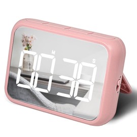 Digital Large Display Visual Timer Stopwatch for Kitchen Teacher School Classroom Cooking, Night Light Magnetic Bathroom Makeup Mirror LED Stop Clock Timer, 99 Minutes Countdown, Loud/Silent (Pink)