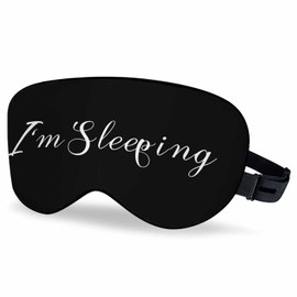 Vnwoalu I'm Sleeping Sleep Eye Mask Funny Word Men Women Sleep Mask with Adjustable Strap Eye Cover Eye Shade for Travel, Nap,Meditation