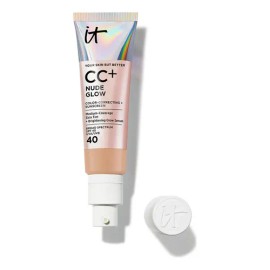 It Cosmetics CC Cream Nude Glow con Protector Solar FPS 40 + Suero Iluminador – Base de maquillaje con Niacinamida, Ácido Hialurónico, Cobertura Alta,