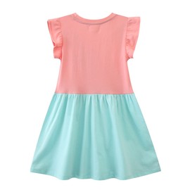 FreeLu Toddler Girl Clothes Cartoon Dress Casual Short Sleeves Dresses Cotton T-Shirt(2T,Pink Unicorn)