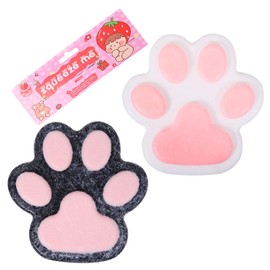 2pcs 5.5in Big Cat Paw Squishy FuFu Squishy Cute Adorable Soft Silicone Squeeze Toy for Stress Relief Kawaii Squishies PVC Toys,OPP Packaging Gifts for Kids Teenage