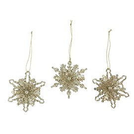 Gisela Graham : Gold 3D Snowflakes Christmas Decorations (set of 3)