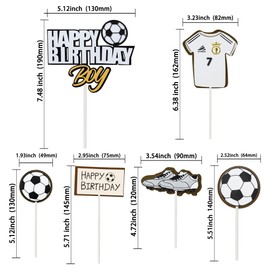Juego de 6 piezas de decoración para tartas de fútbol para niños, para decoración de tartas, para fiestas de cumpleaños, fiestas de cumpleaños, fiestas de baby shower, decoración para niños y hombres,