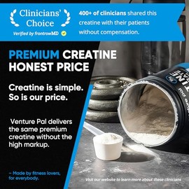 Venture Pal 100% Pure Micronized Creatine Monohydrate Powder, Unflavored Creatine for Women & Men, Vegan, Keto, Gluten Free, 5 g (5000mg) per Serving, Creatina Monohidratada en Polvo