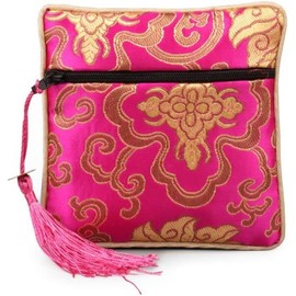 1Pc Rose Red Classic Chinese Embroidered Jewelry Bag Organizer Silk Jewelry Pouch Coin Purses Wallets Small in Size and Light in Weight,Coin Purses and Pouches,Wallets, Card Cases and Money Organizers