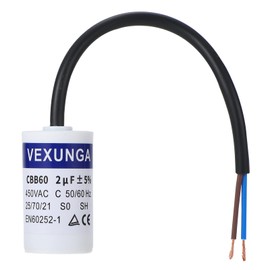 VEXUNGA Capacitor 2uF 450V Starting Capacitor 2µF AC Motor Capacitor CBB60 SH 2 MFD 450VAC Capacitors 30 x 51 mm 50/60Hz with Cable