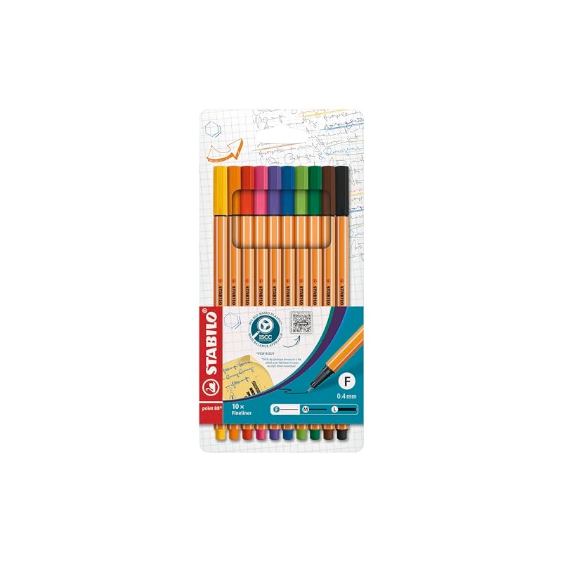STABILO point 88, estuche con 10 rotuladores