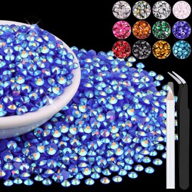 6000PCS 4mm Resin Jelly Rhinestones in Bulk (Dark Blue AB), Bedazzling Flatback Crystals Rhinestones for Crafting DIY Nail Decoration, Gems Diomand Charms for Tumbler Shoes Clothing Fabric