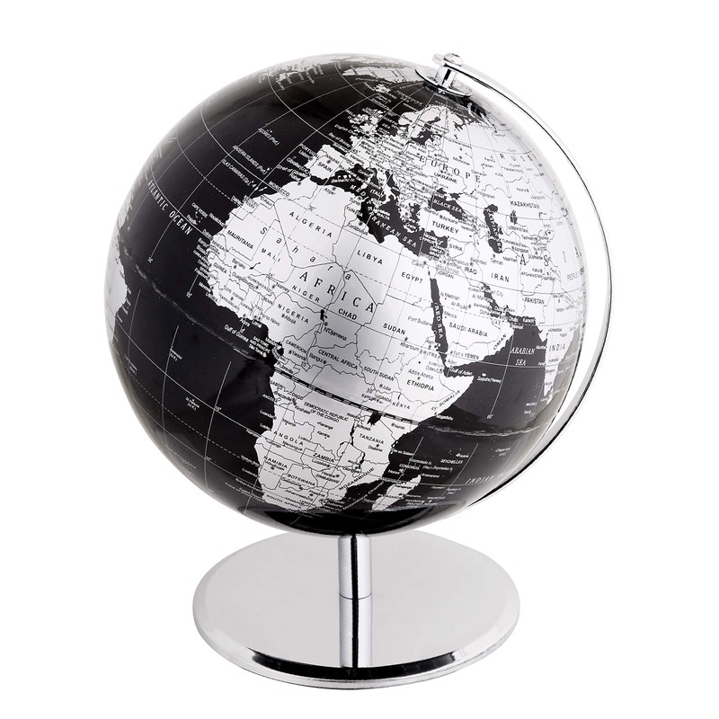 Exerz 10" World Globe Black - Stainless Steel Arc and